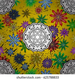 Vector ornate zentangle texture, endless pattern with abstract flowers. Seamless pattern can be used for wallpaper, web page background, surface textures. Seamless pattern with flowers.