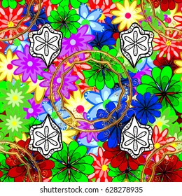 Vector ornate zentangle texture, endless pattern with abstract flowers. Seamless pattern can be used for wallpaper, web page background, surface textures. Seamless pattern with flowers.