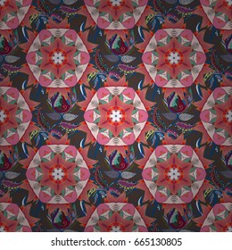 Vector ornate zentangle texture, endless pattern with abstract flowers. Seamless pattern can be used for wallpaper, web page background, surface textures. Seamless pattern with flowers.