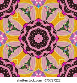 Vector ornate zentangle texture, endless pattern with abstract flowers. Seamless pattern can be used for wallpaper, web page background, surface textures. Seamless pattern with flowers.