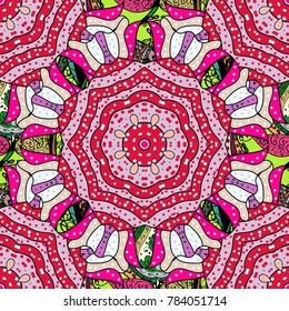 Vector ornate zentangle texture, endless pattern with abstract flowers. Seamless pattern can be used for wallpaper, web page background, surface textures. Seamless pattern with flowers.