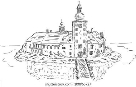 vector - castillo del lago Ort , aislado en segundo plano