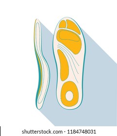 Vector orthopedic insole icon in the style of a flat lay from orthopedic goods icon set. For stores advertising and app stores with orthopedic goods, pharmacies and medical institutions.