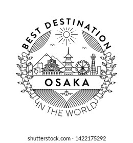 Vector Osaka City Badge, Linear Style