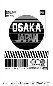 Vector Osaka street wear limited edition gray scale code, japan style