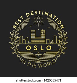 Vector Oslo City Badge, Linear Style
