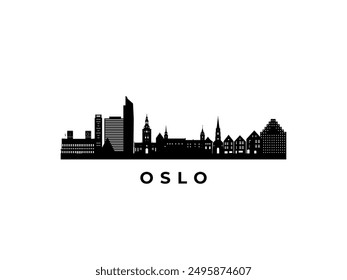 Vector Oslo skyline. Travel Oslo famous landmarks. Business and tourism concept for presentation, banner, web site.