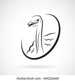 Vector of ostrich design on white background. Logo. Wild Animals.