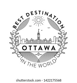 Vector Ottawa City Badge, Linear Style