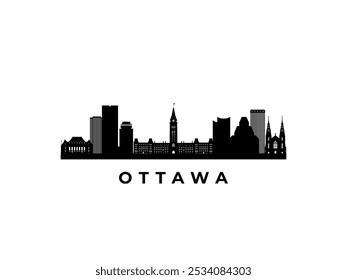 Vetor Ottawa skyline. Viajar Ottawa famosos marcos. Conceito de negócios e turismo para apresentação, banner, web site.