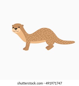 Vector Otter, Lutra lutra. Isolated on white background