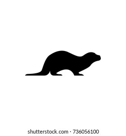 Vector otter silhouette view side for retro logos, emblems, badges, labels template vintage design element. Isolated on white background