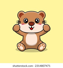 Vector otter sitting excited cute creative kawaii cartoon