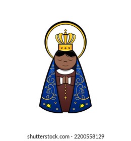 Vector of Our Lady of Aparecida cartoon style. October 12, the day of Our Lady of Apararecida