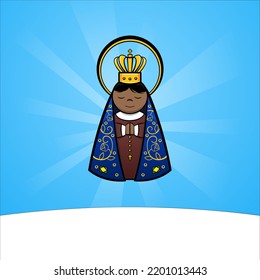 Vector of Our Lady of Aparecida cartoon style with background. October 12, the day of Our Lady of Aparecida