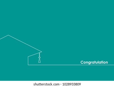 Vector out line congratulations hat on green background. Congratulation concept.