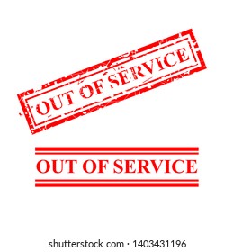 Vector Out of Service, 2 style streak red rubber stamp