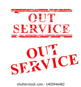 Vector Out of Service, 2 style streak red rubber stamp