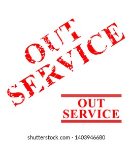 Vector Out of Service, 2 style streak red rubber stamp