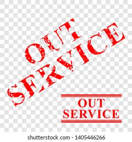 Vector Out of Service, 2 style streak red rubber stamp