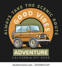 Vector outdoor 4x4 car illustration for t shirt prints