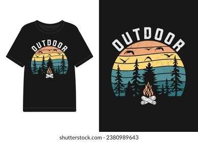 Vector outdoor adventure graphic t shirt design. retro vintage adventure with mountain graphic for t shirt.