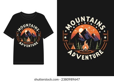 Vector outdoor adventure graphic t shirt design. retro vintage adventure with mountain graphic for t shirt.