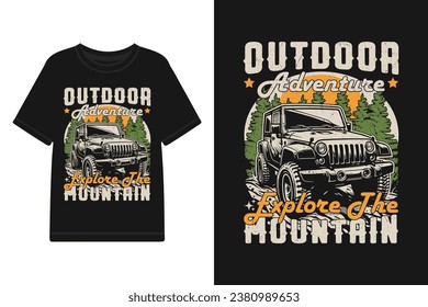 Vector outdoor adventure graphic t shirt design. retro vintage adventure with mountain graphic for t shirt.