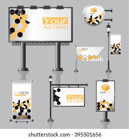 vector Outdoor advertising design for company with color Elements of stationery printing media Light box banner Roll Up flag White identity template background