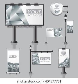 vector Outdoor advertising design for company with color circles Elements of stationery printing media Light box banner Roll Up flag White identity template background