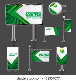vector Outdoor advertising design for company with color circles Elements of stationery printing media Light box banner Roll Up flag White identity template background