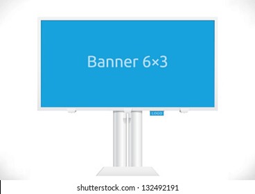 Vector outdoor advertising structure for banner 6x3 meters, isolated on white
