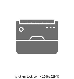 Vector outdoor air conditioner, climate grey icon.