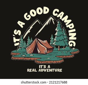 vector outdoor camp adventure illustration for t shirts print - Shutterstock ID 2121217688