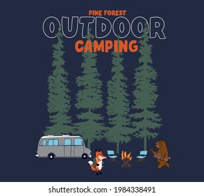 camping al aire libre vectorial para los niños impresiones de camisetas 