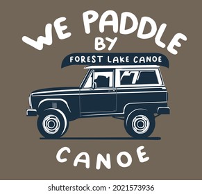 vector outdoor and canoe adventure print. vector 4x4 illustration