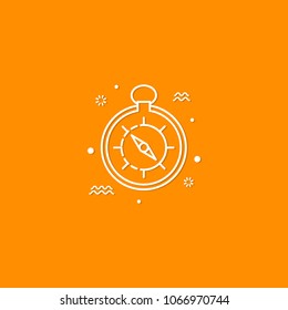 Vector Outdoor sport concept. Line style logotype template with compass. Isolated on background and compass. Perfect logo for your business. Clean and minimalistic symbol.