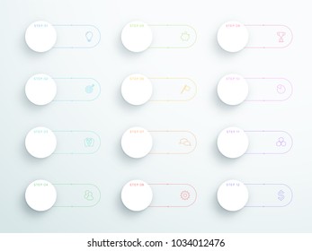 Vector Outline 3D Circle Text Banners With Modern Icons