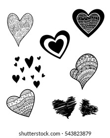 Vector outline abstract hearts set
doodle