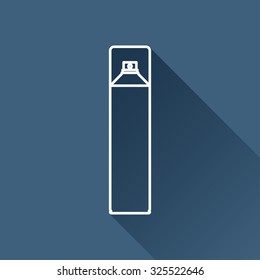 Vector outline air freshener aerosol bottle on dark blue background with long shadow 