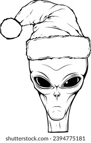 Vector outline alien head vector illustration