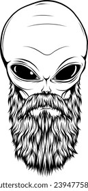Vector outline alien head vector illustration
