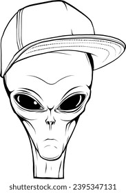 Vector outline alien head vector illustration