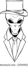 Vector outline alien head vector illustration