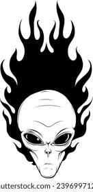 Vector outline alien head vector illustration