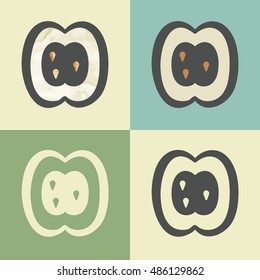 Vector outline apple food icon with watercolor fill. Elements for mobile concepts and web apps. Modern infographic logo and pictogram.