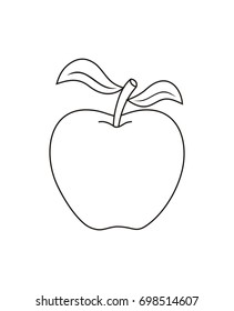 Vector Outline Apple - Apple fruit. Organic nutrition healthy food. hand draw illustration. Apple Isolated on white background.
