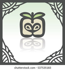 Vector outline apple fruit slice food icon in hand drawn frame. Elements for mobile concepts and web apps. Modern infographic logo and pictogram.