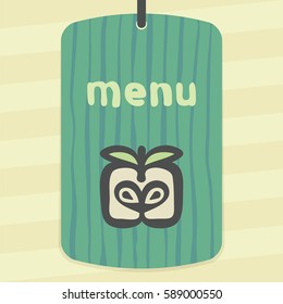 Vector outline apple slice fruit food icon on label with hand drawn striped background. Elements for mobile concepts and web apps. Modern infographic logo and pictogram.