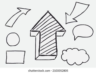 vector outline, arrows, directions, freehand drawing